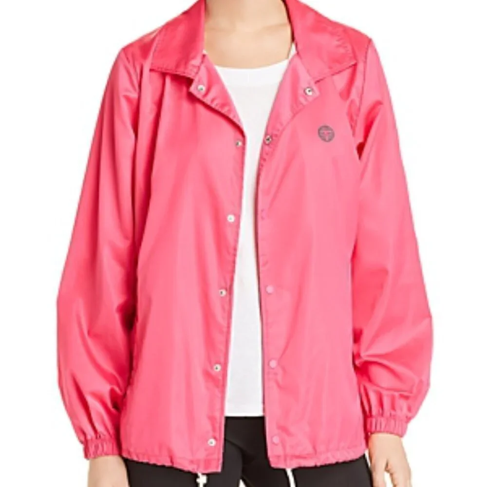 New Tory Burch Sport Performance Satin Barbiecore Pink Warm-Up Jacket NWT Small